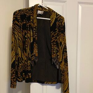 Joseph Ribkoff Gold and Black Textured Shrug Jacket